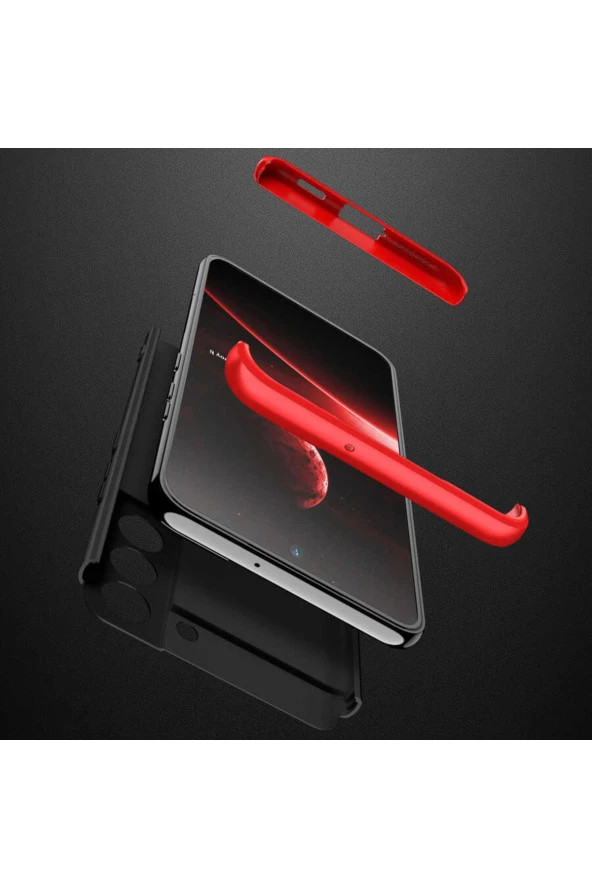 Galaxy S22 Ile Uyumlu Kılıf 3 Parça 360 Soft Hard Koruma Siyah - Resim 2