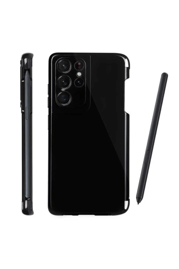 Galaxy S21 Ultra Kılıf Kalem Koymalı Emollient Silikon Kapak - Resim 4