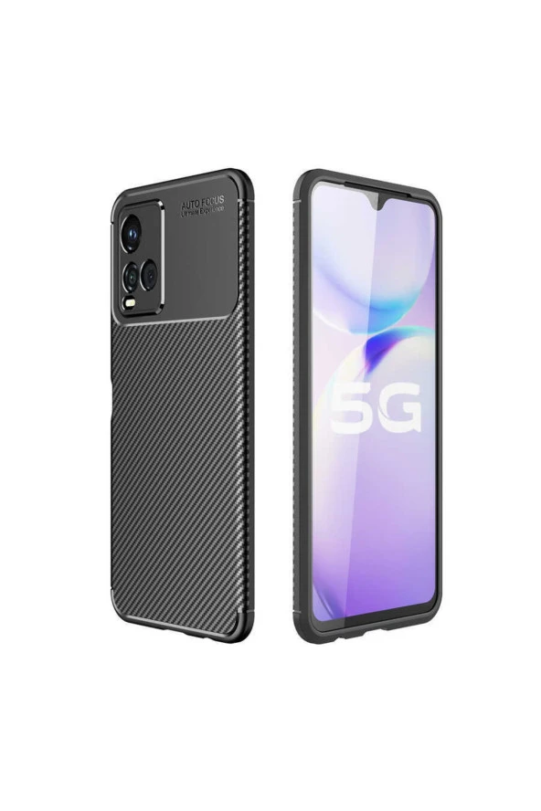 Vivo Y21s Kılıf Karbon Delüx Tpu Silikon Siyah