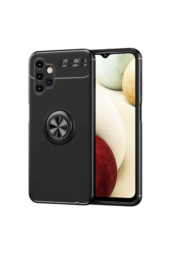 Galaxy A13 4gkılıf Ravel Yüzük Tutuculu Standlı Silikon Siyah