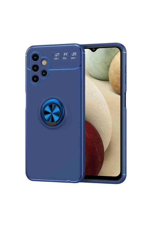 Galaxy A13 4gkılıf Ravel Yüzük Tutuculu Standlı Silikon Mavi ürün görseli
