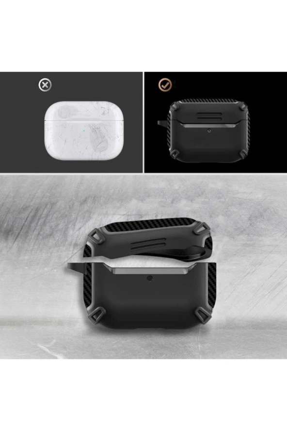 Pro Ile Uyumlu Kılıf Kulaklık Koruyucu Airbag Tpu Çengelli Lacivert - Resim 2