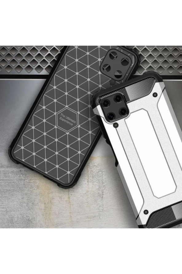 Galaxy M22 Kılıf Shockproof Zırh Koruma Gri - Resim 3