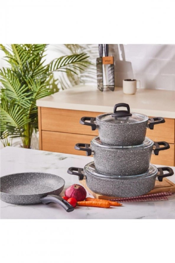 Emsan Premium-S Pro 7 Parça Granit Tencere Seti Grey
