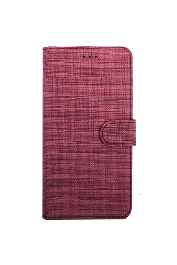 Galaxy S21 Fe Standlı Kartvizitli Ve Para Gözlü Kumaş Desen Koyu Pembe - Resim 2