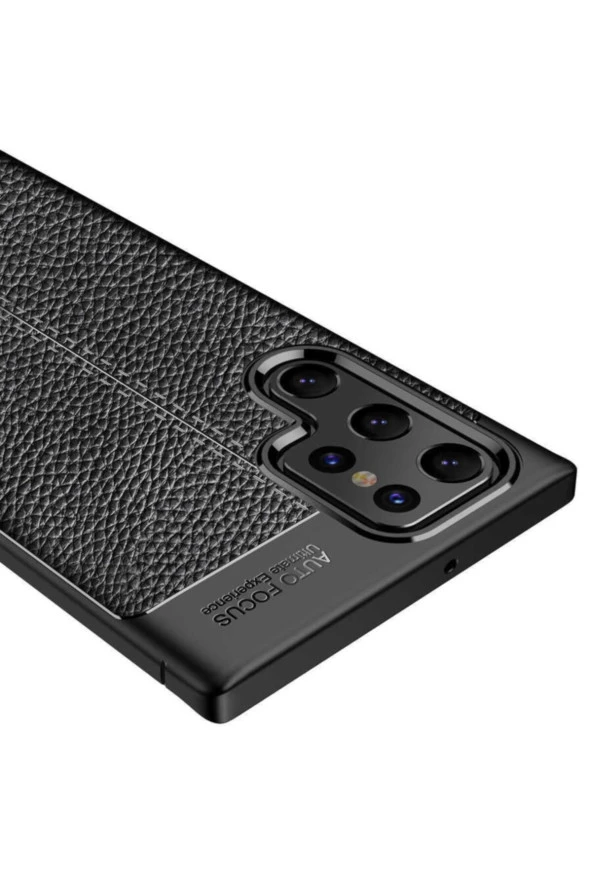Galaxy S22 Ultra Kılıf Niss Silikon Deri Görünümlü Siyah - Resim 3