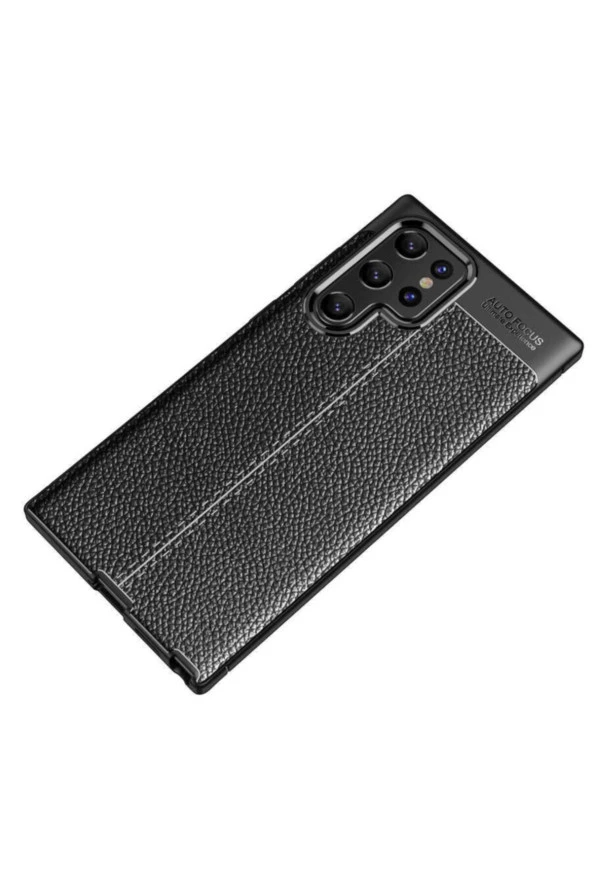 Galaxy S22 Ultra Kılıf Niss Silikon Deri Görünümlü Siyah - Resim 2