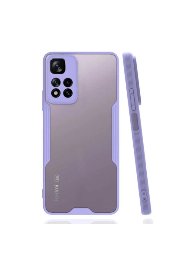 Redmi Note 11 Pro Kılıf Renkli Kenar Perfe Tpu Silikon Kılıf Koyu Mor ürün görseli