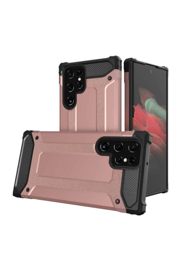 Galaxy S22 Ultra Kılıf Shockproof Zırh Koruma Rosegold ürün görseli