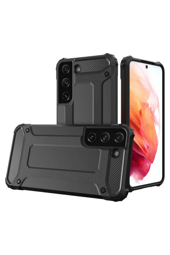Galaxy S22 Kılıf Shockproof Zırh Koruma Siyah ürün görseli