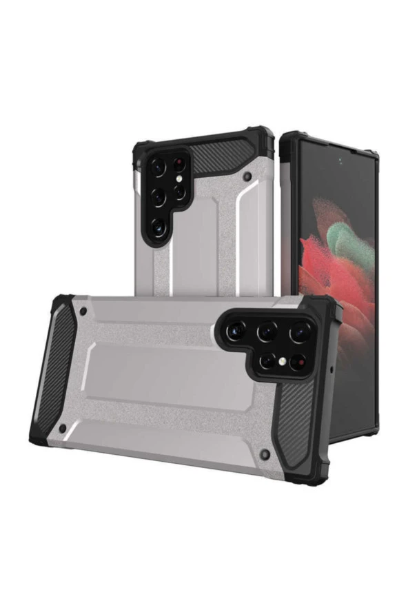 Galaxy S22 Ultra Kılıf Shockproof Zırh Koruma Gri ürün görseli