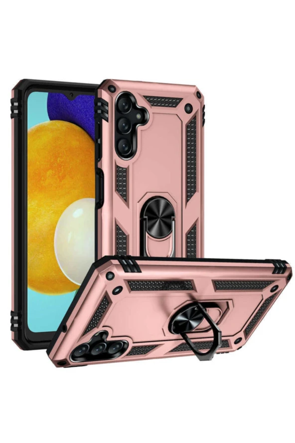 Galaxy A13 Kılıf Shockproof Yüzük Tutuculu Vega Rosegold - 1