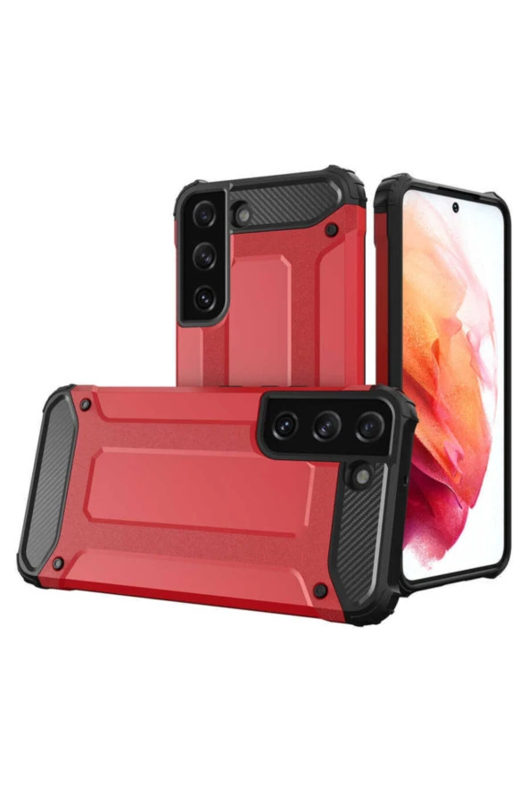 Galaxy S22 Kılıf Shockproof Zırh Koruma Kırmızı ürün görseli