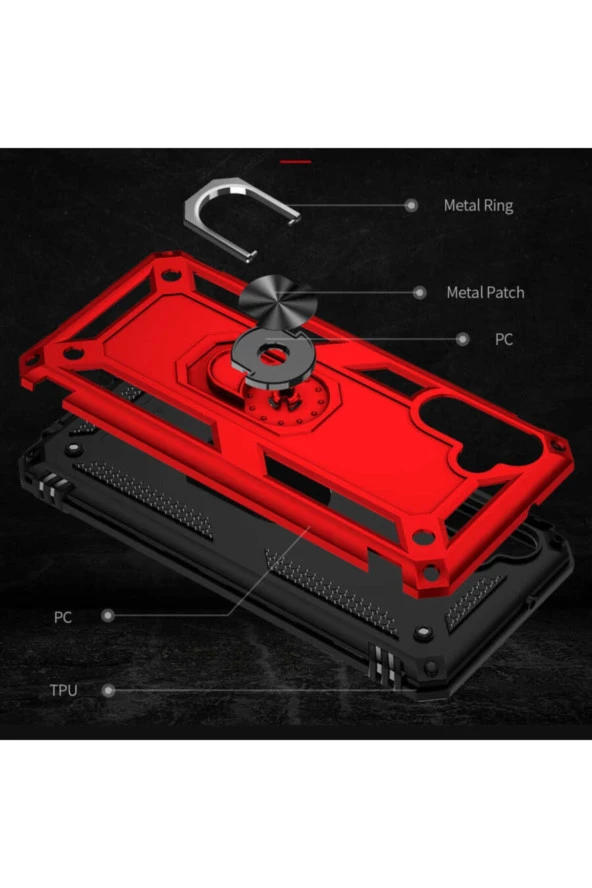 Galaxy A13 Kılıf Shockproof Yüzük Tutuculu Vega Siyah - Resim 3