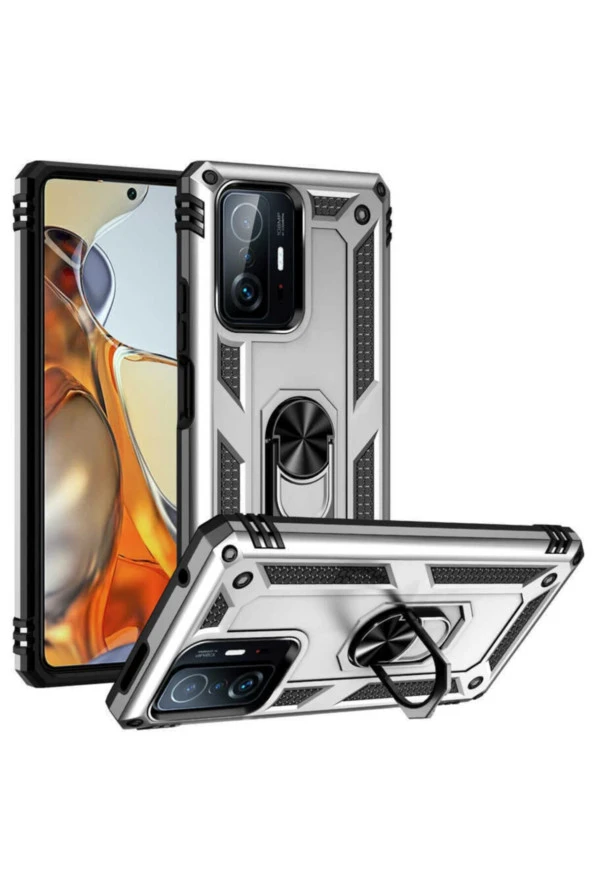 Galaxy A13 Kılıf Shockproof Yüzük Tutuculu Vega Gri ürün görseli