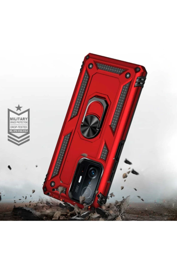 Galaxy A13 Kılıf Shockproof Yüzük Tutuculu Vega Gri - Resim 4