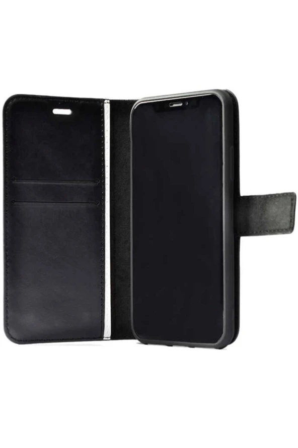 Tecno Camon 16 Kılıf Deluxe Kapaklı Kılıf Siyah - Resim 3