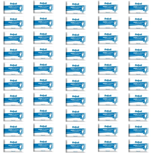 Burpak HDPE İş Temizlik Tek Kullanımlık Şeffaf Eldiven / Büyük Boy / 100 Adetlik 50 Paket - Koli ürün görseli