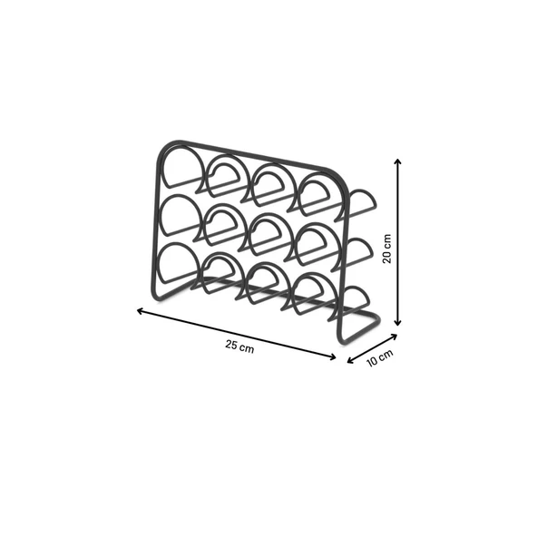 TEKNOTEL METAL 12LÜ TUZLUK BAHARATLIK ORGANİZER STAND MAT SİYAH MG027 - 4
