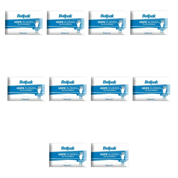 Burpak HDPE İş Temizlik Tek Kullanımlık Şeffaf Eldiven / Büyük Boy / 100 Adetlik 10 Paket - Resim 3