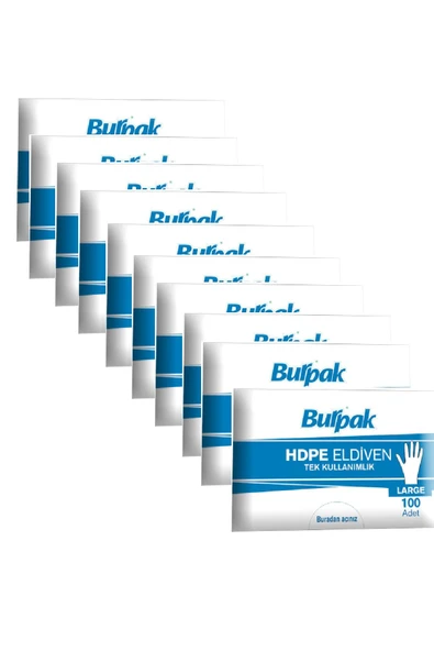 Burpak HDPE İş Temizlik Tek Kullanımlık Şeffaf Eldiven / Büyük Boy / 100 Adetlik 10 Paket