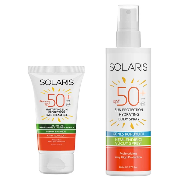 Yağlı Cilt Tipleri İçin Jel Güneş Kremi (Mat) SPF 50+ (50 ml) ve Güneş Koruyucu Krem Sprey SPF 50+