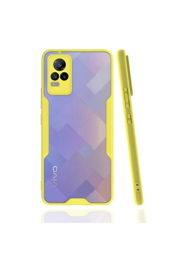 Vivo V21e Kılıf Için Uyumlu Kılıf Renkli Kenar Perfe Tpu Silikon Kılıf Sarı ürün görseli 1