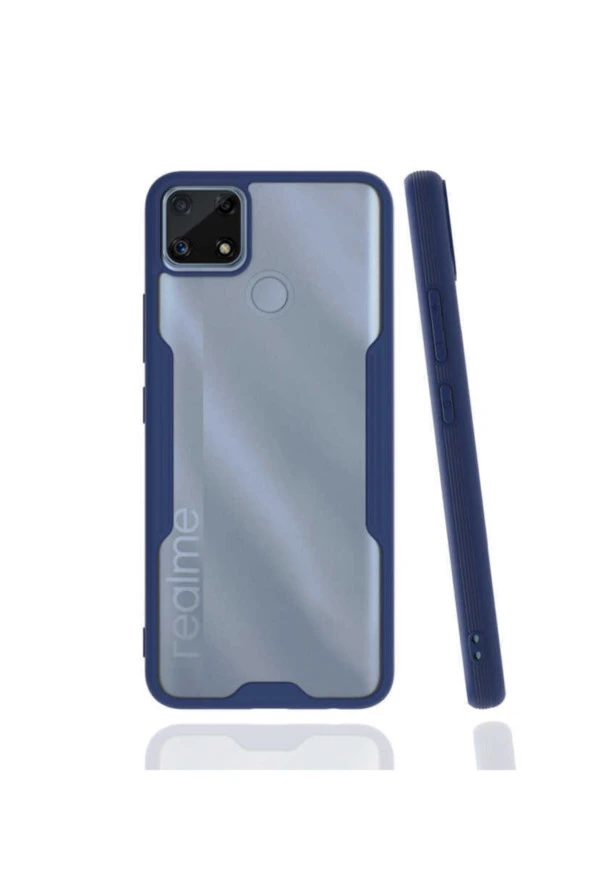 Realme C25 Kılıf Için Uyumlu Kılıf Renkli Kenar Perfe Tpu Silikon Kılıf Lacivert ürün görseli