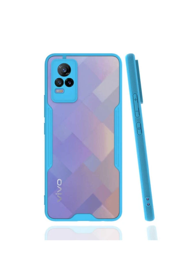 Vivo V21e Kılıf Için Uyumlu Kılıf Renkli Kenar Perfe Tpu Silikon Kılıf Mavi ürün görseli
