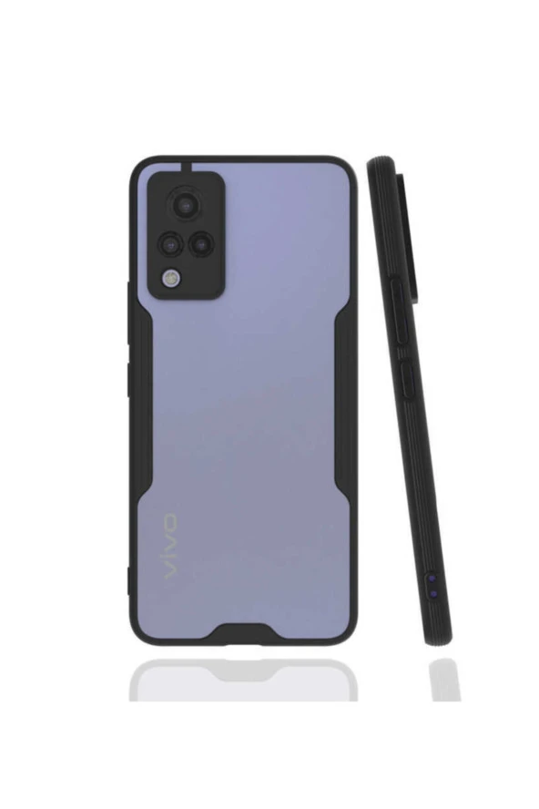 Vivo V21 Kılıf Için Uyumlu Kılıf Renkli Kenar Perfe Tpu Silikon Kılıf Siyah ürün görseli