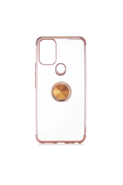 General Mobile 21 Pro  Uyumlu Kılıf Dört Köşeli Yüzük Tutuculu Şeffaf Silikon Reverse Gold - 2
