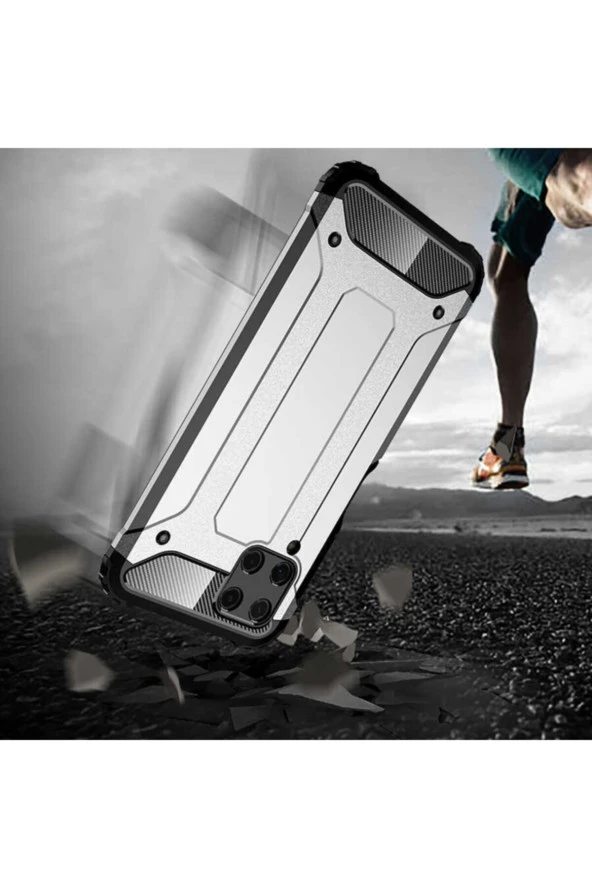 Galaxy M32 Kılıf Kılıf Shockproof Slikon Zırh Mavi - Resim 3