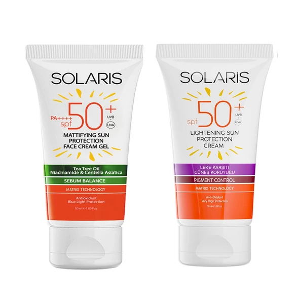 Yağlı Cilt Tipleri İçin Jel Güneş Kremi (Mat) SPF 50+ (50 ml) ve Leke Karşıtı Güneş Kremi SPF 50+