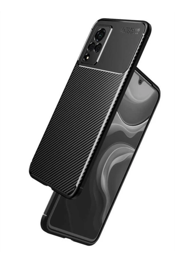 Vivo V21 Uyumlu Kılıf Karbon Delüx Tpu Silikon Siyah - Resim 3