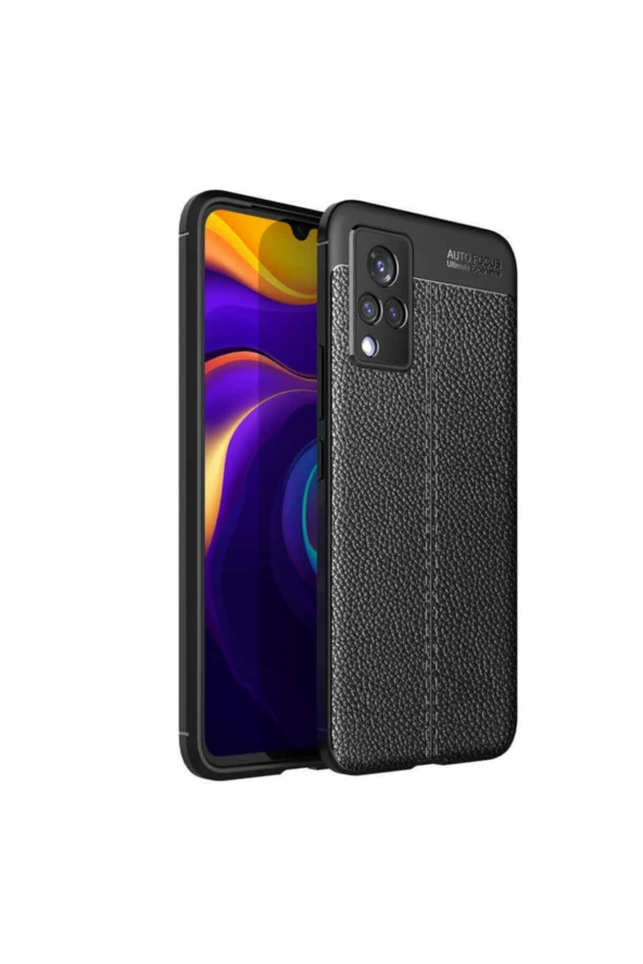 Vivo V21  Uyumlu  Kılıf Niss Silikon Deri Görünümlü Siyahü ürün görseli