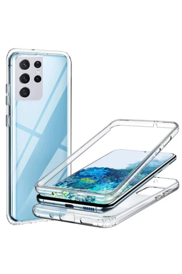 Galaxy S21 Ultra Cvzr01 360 Tam Koruma Silikon Kılıf Şeffaf ürün görseli