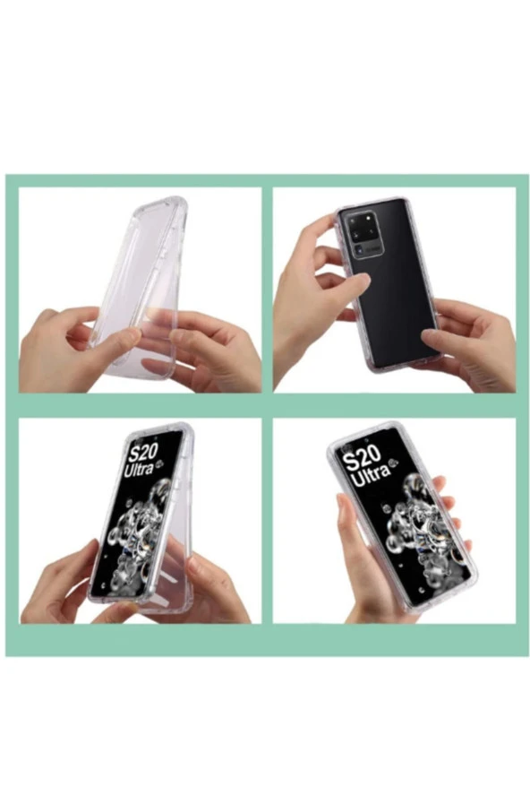 Galaxy S20 Ultra Cvzr01 360 Tam Koruma Silikon Kılıf Şeffaf - Resim 3