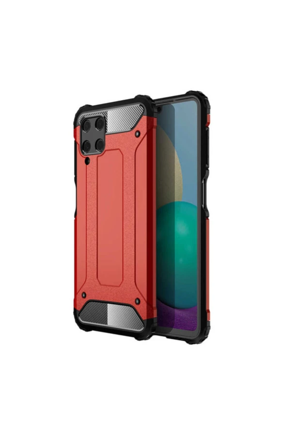 Samsung Galaxy A22 Uyumlu 4g Kılıf Shockproof Slikon Zırh Kırmızı ürün görseli