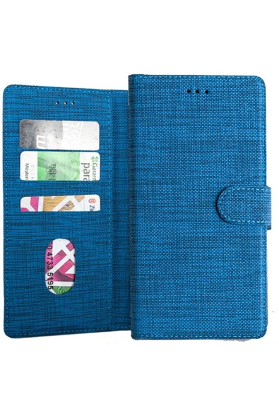 General Mobile Gm 21 Pro Uyumlu Standlı Kartvizitli Ve Para Gözlü Kumaş Desen Cüzdan Kılıf - Resim 5