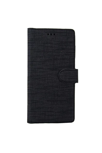 General Mobile Gm 21 Pro Uyumlu Standlı Kartvizitli Ve Para Gözlü Kumaş Desen Cüzdan Kılıf Siyah ürün görseli