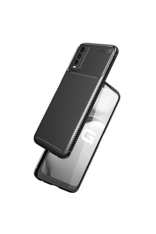 Vivo Y11s Kılıf Karbon Delüx Tpu Silikon Siyah - Resim 2