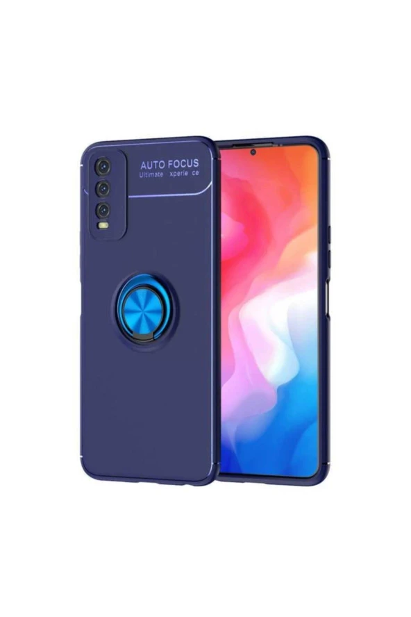 Vivo Y11s Yüzük Tutuculu Novel Silikon Kılıf Mavi