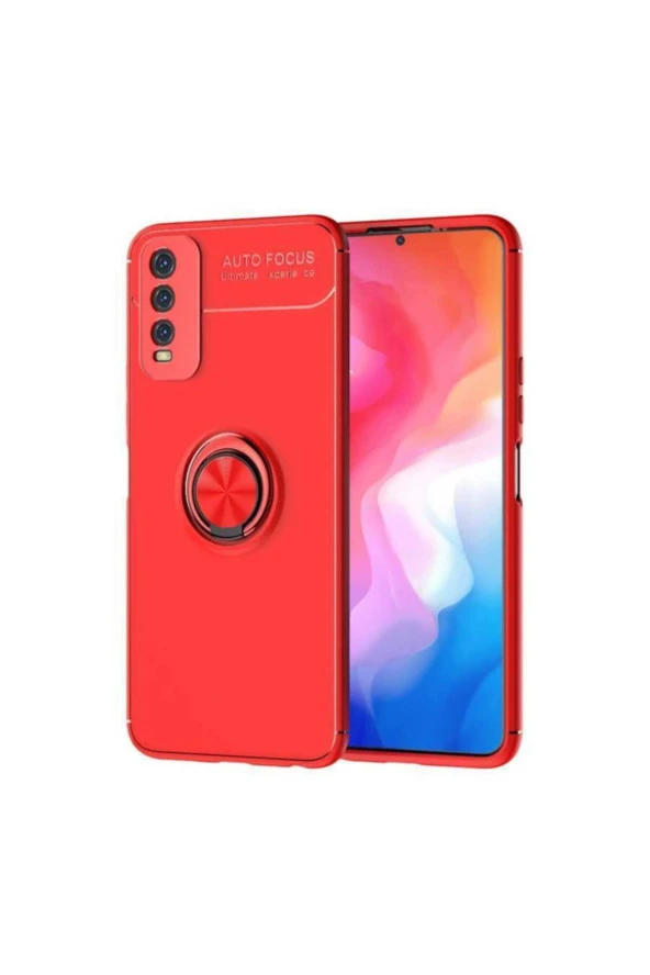 Vivo Y20s Yüzük Tutuculu Novel Silikon Kılıf Kırmızı