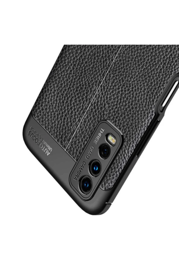 Vivo Y20s Uyumlu Kılıf Niss Silikon Deri Görünümlü Siyah - Resim 3