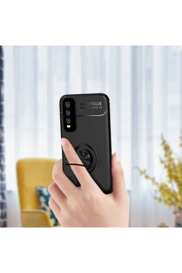 Vivo Y20 Yüzük Tutuculu Novel Silikon Kılıf Kırmızı - Resim 2