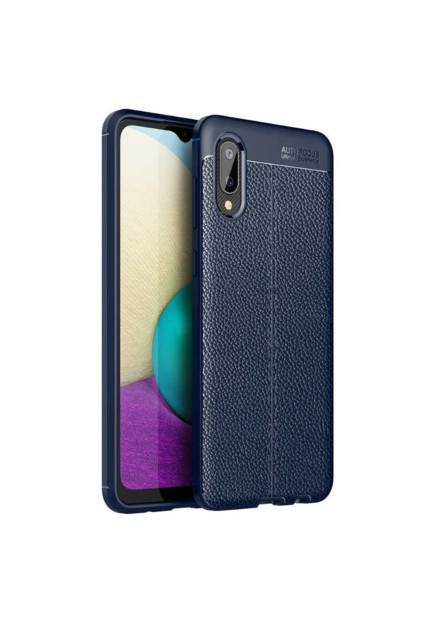 Galaxy A02 Uyumlu Kılıf Niss Silikon Deri Görünümlü Lacivert ürün görseli