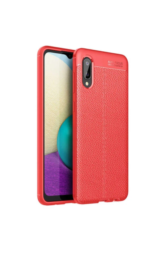 Galaxy A02 Uyumlu Kılıf Niss Silikon Deri Görünümlü Kırmızı ürün görseli