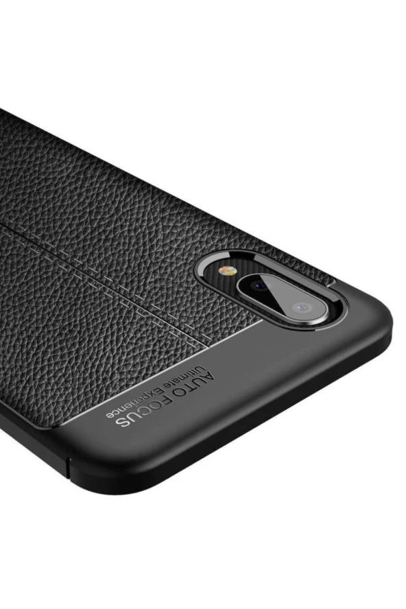 Galaxy A02 Uyumlu Kılıf Niss Silikon Deri Görünümlü Lacivert - Resim 4