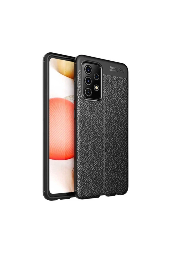 Galaxy A52 Uyumlu Siyah  Niss Silikon Deri Görünümlü Kılıf ürün görseli 1