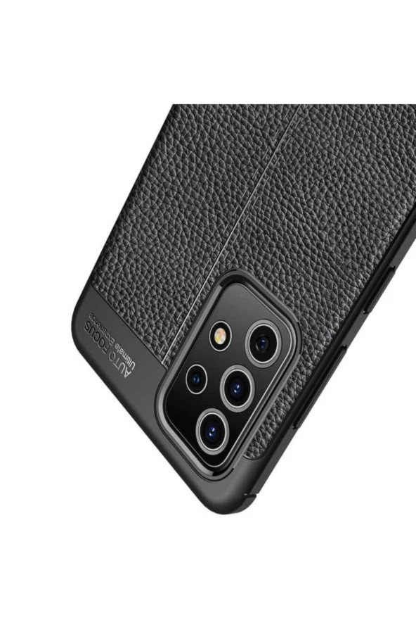 Galaxy A52 Uyumlu Siyah  Niss Silikon Deri Görünümlü Kılıf - Resim 3